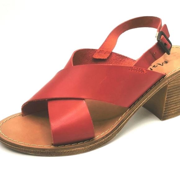 Mariella Red Block Heel Sandals Size 9 (40) - Picture 2 of 8